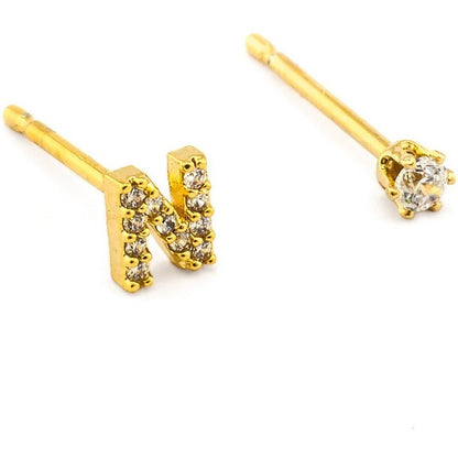 tai | cz initial crystal earring - KISS AND MAKEUP